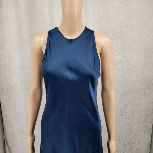 A.L.C. Blue Stretch Silk Evening Slip Maxi Dress Women's Size 2 *SEE WEAR NOTES* - Picture 2 of 15